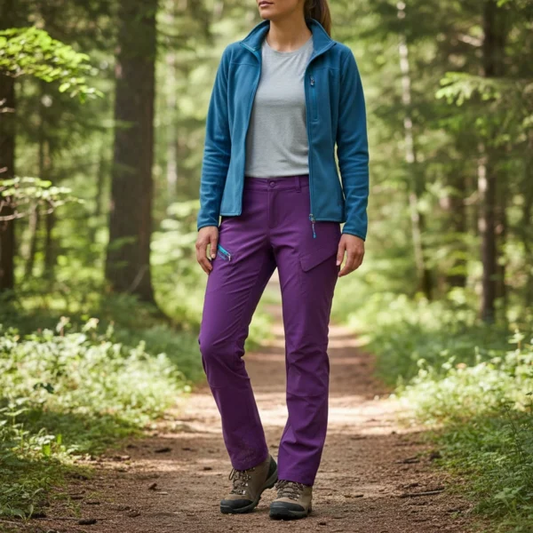 شلوار کوهنوردی زنانه چایوسایت مدل LEISURE تن مانکن در حال قدم زدن در طبعیت