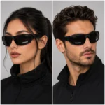 عینک تاکتیکال و ورزشی Daisy X7 Polarized روی صورت مانکن زن و مرد پلازیزه دارد