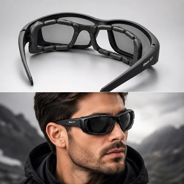 عینک تاکتیکال و ورزشی Daisy X7 Polarized دارای محافظ ضد باد